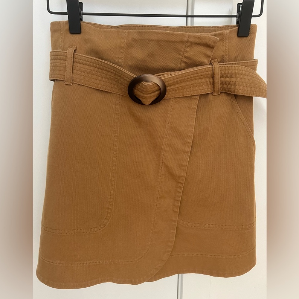 Sézane Leandre Tan Mini Skirt with Belt